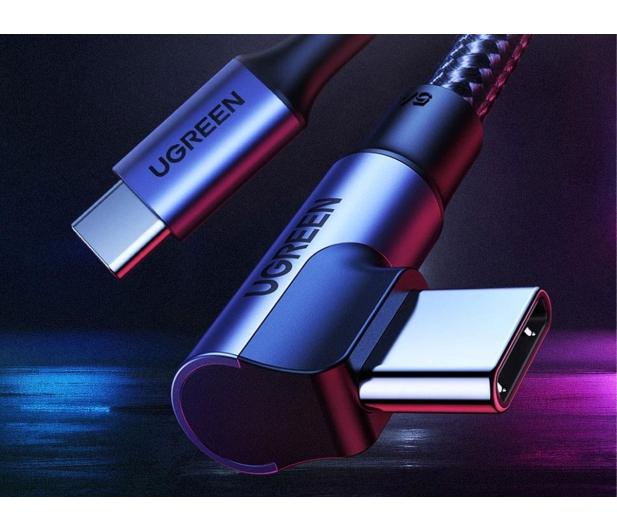 UGREEN Kabel USB-C do USB-C kątowy US334 5A PD 100W 1m czarny - 1489148 - zdjęcie 3